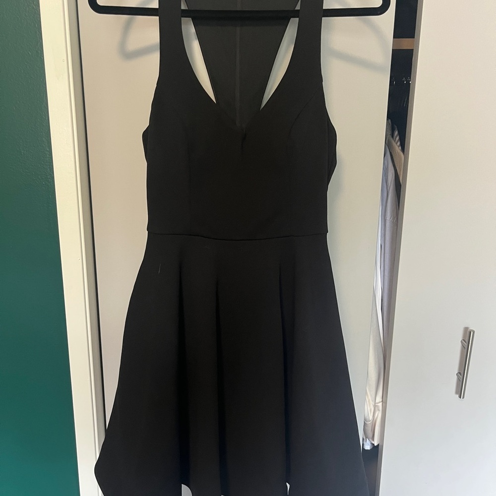 Le Chateau Black Halter Fit and Flare Mini Dress